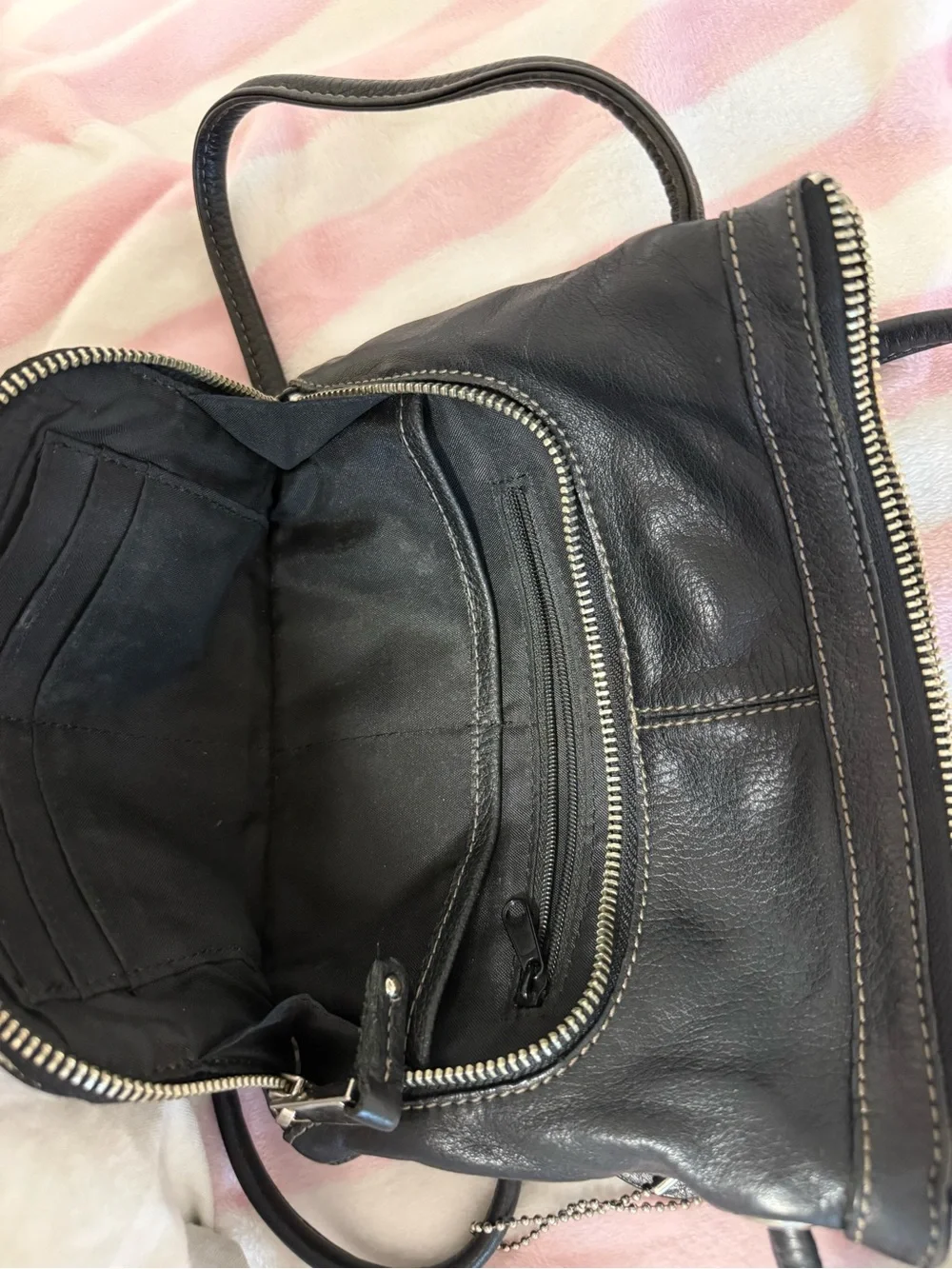 Tignanello Black Leather Crossbody Bag
